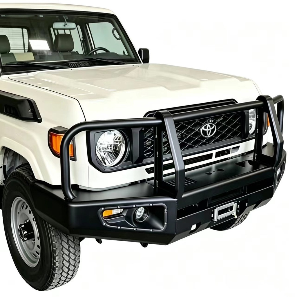 Bull Bar Front Bumper Fits for Toyota Land Cruiser 70 Series LC71 LC76 LC78 LC79 2024 4X4 Offroad Winch Bumper Grille Guard
